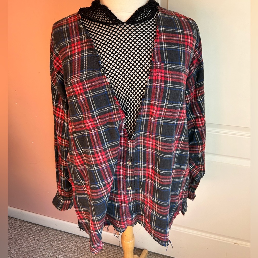 Distressed Flannel Top